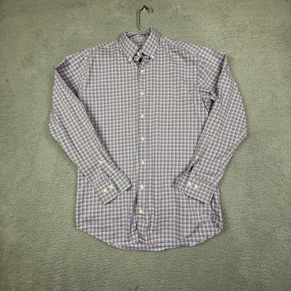 Peter Millar Mens Button Down Shirt Medium‎ M Plaid Checkered Dress Casual